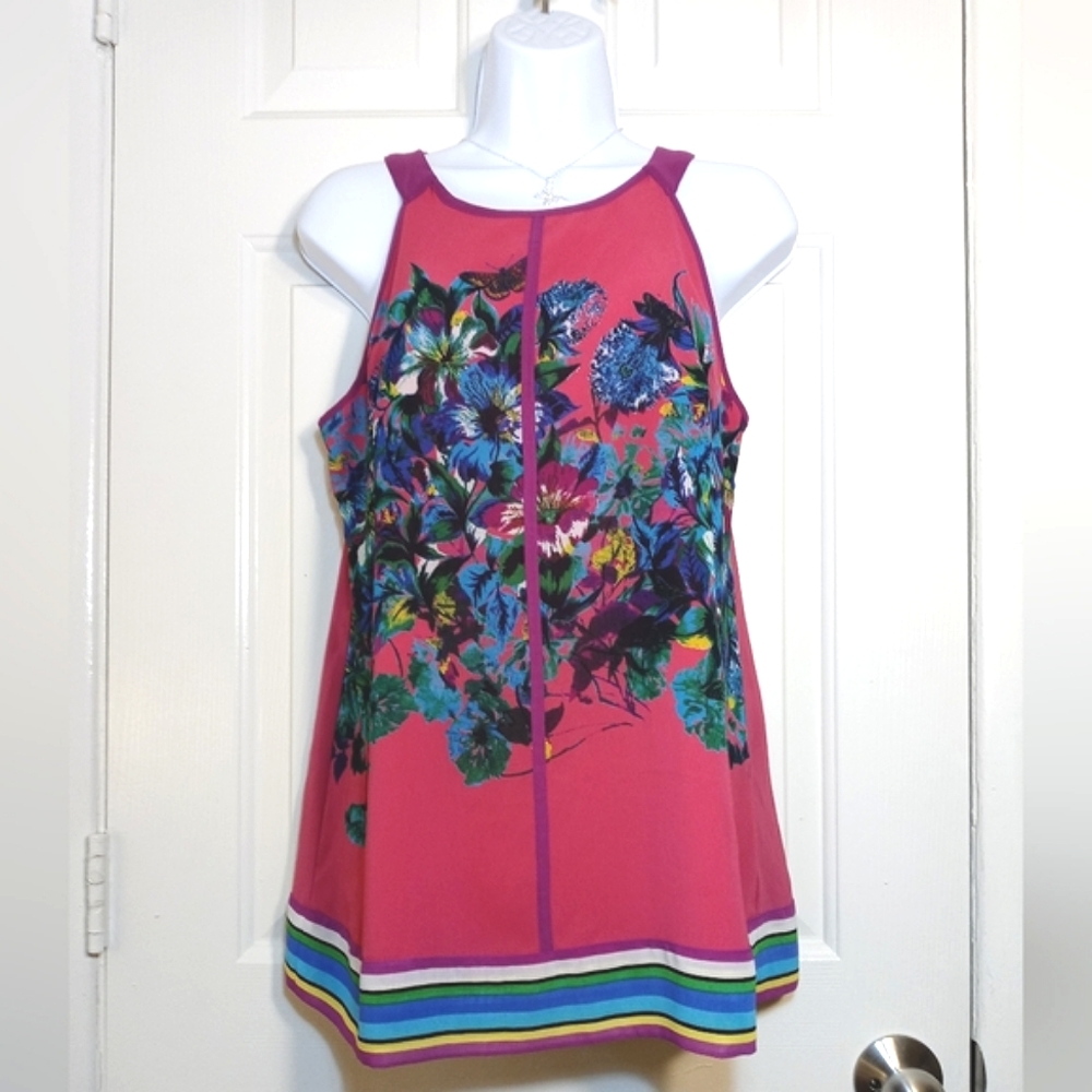 Vintage Nicole by Nicole Miller Colorful Butterfly Sleeveless Blouse Size S